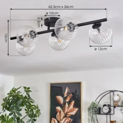 hofstein Plafonnier - Verre Chehalis Clair, 5 lumières