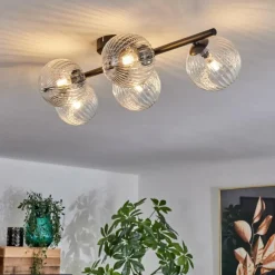 hofstein Plafonnier - Verre Chehalis Clair, 5 lumières