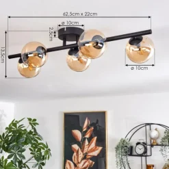 hofstein Plafonnier - Verre Chehalis Ambre, 5 lumières