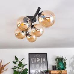 hofstein Plafonnier - Verre Chehalis Ambre, 5 lumières