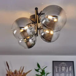 Suspension Verre Fumé-hofstein Plafonnier - Verre Chehalis Clair, Fumé, 4 lumières