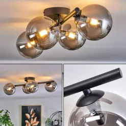 hofstein Plafonnier - Verre Chehalis Fumé, 4 lumières