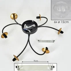 hofstein Plafonnier - Verre Chehalis Or, Noir, 6 lumières