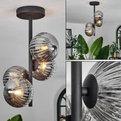 hofstein Plafonnier - Verre Chehalis Fumé, 4 lumières