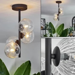 hofstein Plafonnier - Verre Chehalis Clair, 4 lumières