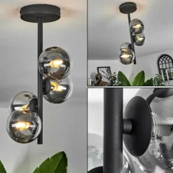 hofstein Plafonnier - Verre Chehalis Clair, Fumé, 4 lumières