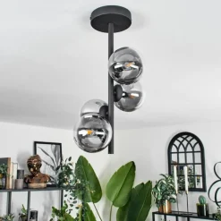 hofstein Plafonnier - Verre Chehalis Clair, Fumé, 4 lumières