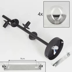 hofstein Plafonnier - Verre Chehalis Clair, Fumé, 4 lumières