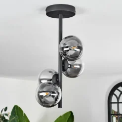 hofstein Plafonnier - Verre Chehalis Clair, Fumé, 4 lumières