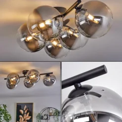 hofstein Plafonnier - Verre Chehalis Clair, Fumé, 4 lumières