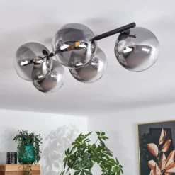 hofstein Plafonnier - Verre Chehalis Clair, Fumé, 4 lumières