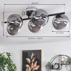 hofstein Plafonnier - Verre Chehalis Clair, Fumé, 4 lumières