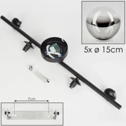 hofstein Plafonnier - Verre Chehalis Clair, Fumé, 4 lumières