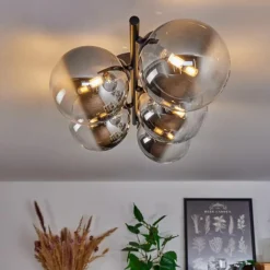 hofstein Plafonnier - Verre Chehalis Clair, Fumé, 4 lumières