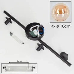 hofstein Plafonnier - Verre Chehalis Ambre, 4 lumières