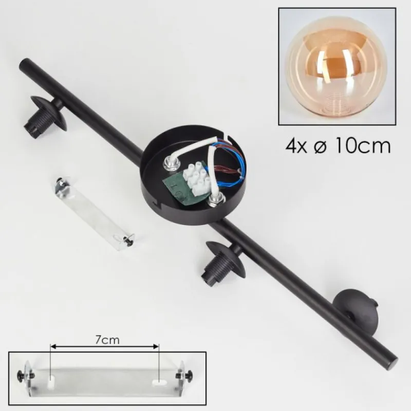 hofstein Plafonnier - Verre Chehalis Ambre, 4 lumières