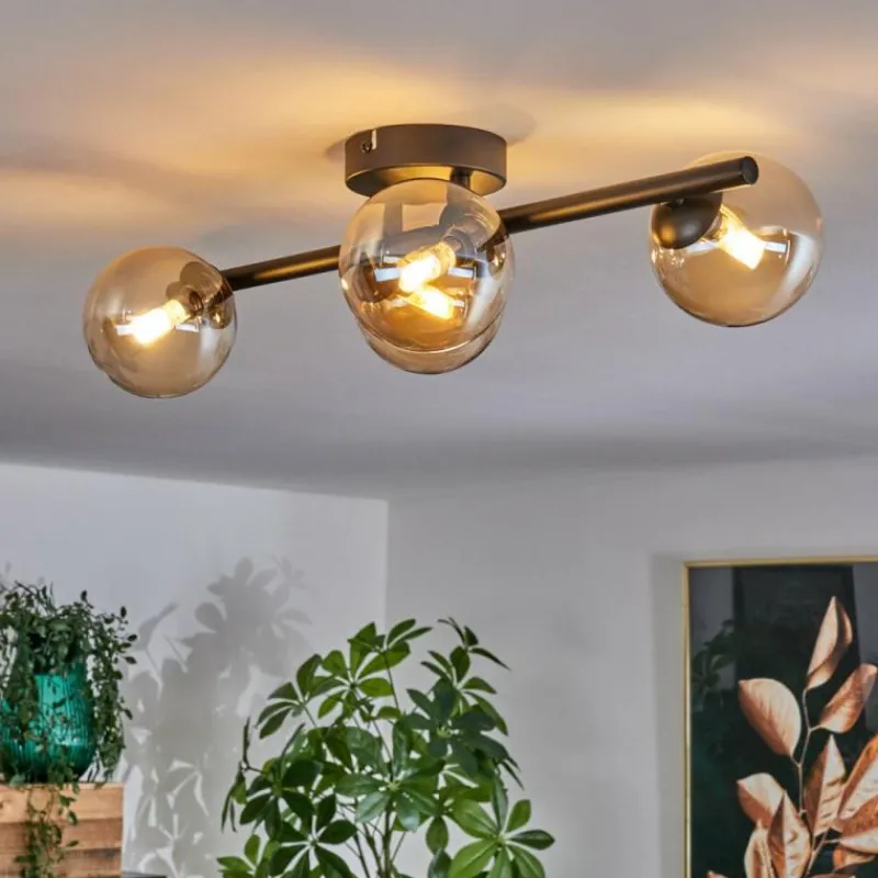 hofstein Plafonnier - Verre Chehalis Ambre, 4 lumières