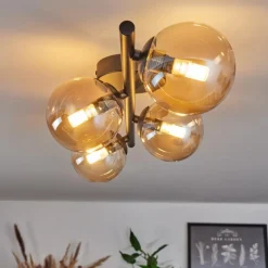 hofstein Plafonnier - Verre Chehalis Ambre, 4 lumières