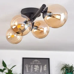 hofstein Plafonnier - Verre Chehalis Ambre, 4 lumières