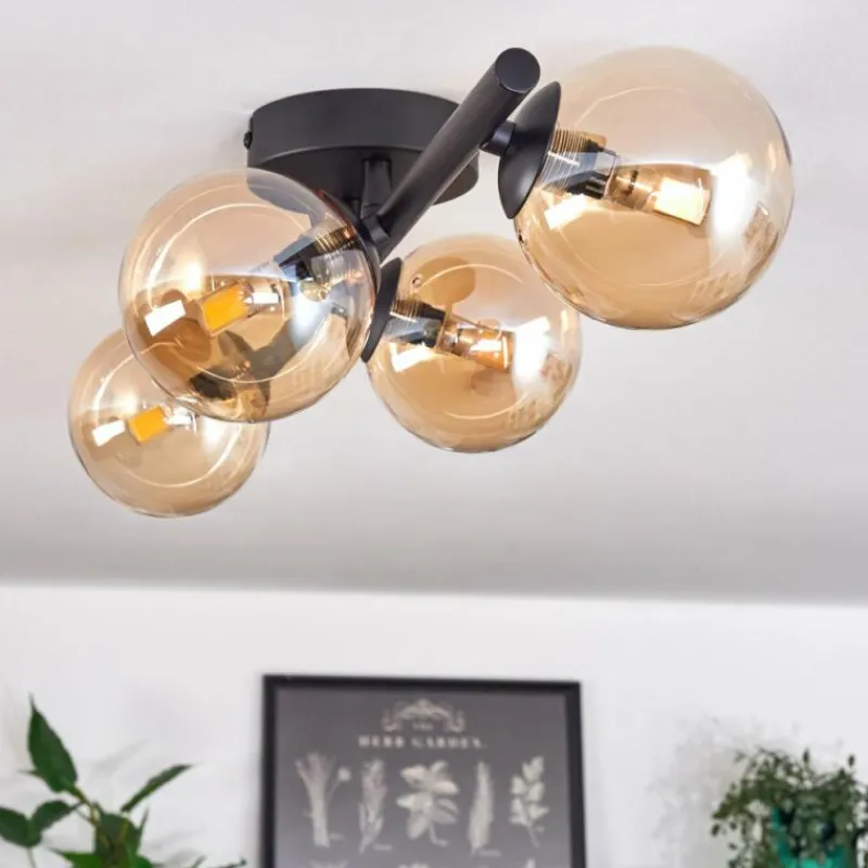 hofstein Plafonnier - Verre Chehalis Ambre, 4 lumières