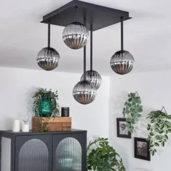 hofstein Plafonnier - Verre Chehalis Fumé, 5 lumières