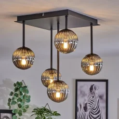 hofstein Plafonnier - Verre Chehalis Fumé, 5 lumières