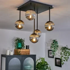 hofstein Plafonnier - Verre Chehalis Fumé, 5 lumières