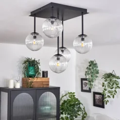 hofstein Plafonnier - Verre Chehalis Clair, 5 lumières