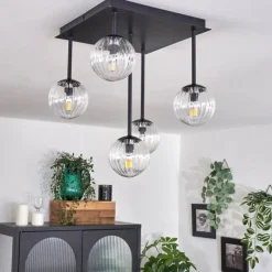 hofstein Plafonnier - Verre Chehalis Clair, 5 lumières