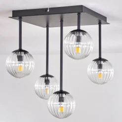 hofstein Plafonnier - Verre Chehalis Clair, 5 lumières