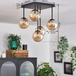 hofstein Plafonnier - Verre Chehalis Ambre, 5 lumières