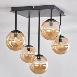 hofstein Plafonnier - Verre Chehalis Ambre, 5 lumières