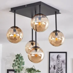 hofstein Plafonnier - Verre Chehalis Ambre, 5 lumières