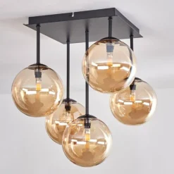 hofstein Plafonnier - Verre Chehalis Ambre, 5 lumières