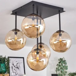 hofstein Plafonnier - Verre Chehalis Ambre, 5 lumières