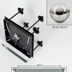 hofstein Plafonnier - Verre Chehalis Clair, Fumé, 5 lumières