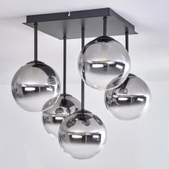 hofstein Plafonnier - Verre Chehalis Clair, Fumé, 5 lumières