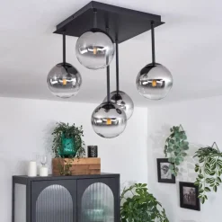 hofstein Plafonnier - Verre Chehalis Clair, Fumé, 5 lumières