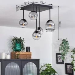 Suspension Verre Fumé-hofstein Plafonnier - Verre Chehalis Clair, Fumé, 5 lumières