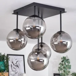 hofstein Plafonnier - Verre Chehalis Fumé, 5 lumières