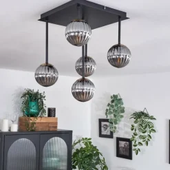 Lampes Dorées-hofstein Plafonnier - Verre Chehalis Or, Noir, 5 lumières