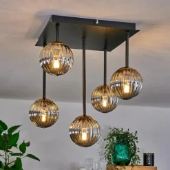 Lampes Dorées-hofstein Plafonnier - Verre Chehalis Or, Noir, 5 lumières