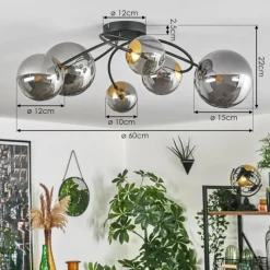 Lampes Dorées-hofstein Plafonnier - Verre Chehalis Or, Noir, 6 lumières