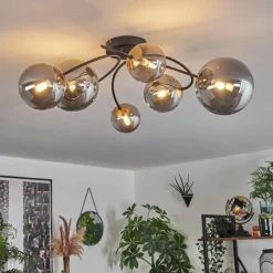 Lampes Dorées-hofstein Plafonnier - Verre Chehalis Or, Noir, 6 lumières