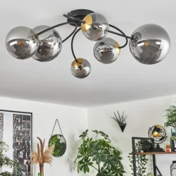 Lampes Dorées-hofstein Plafonnier - Verre Chehalis Or, Noir, 6 lumières