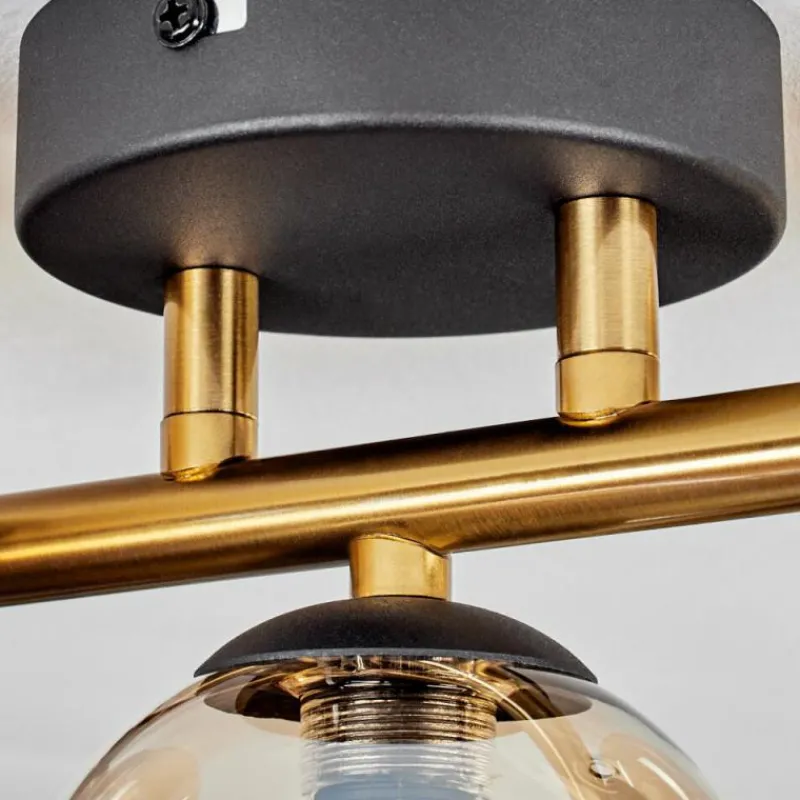 hofstein Plafonnier - Verre Chehalis Or, Noir, 3 lumières