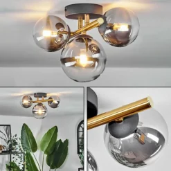 Lampes Dorées-hofstein Plafonnier - Verre Chehalis Or, Noir, 3 lumières