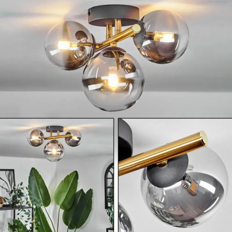 Lampes Dorées-hofstein Plafonnier - Verre Chehalis Or, Noir, 3 lumières