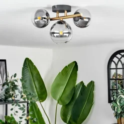 Lampes Dorées-hofstein Plafonnier - Verre Chehalis Or, Noir, 3 lumières