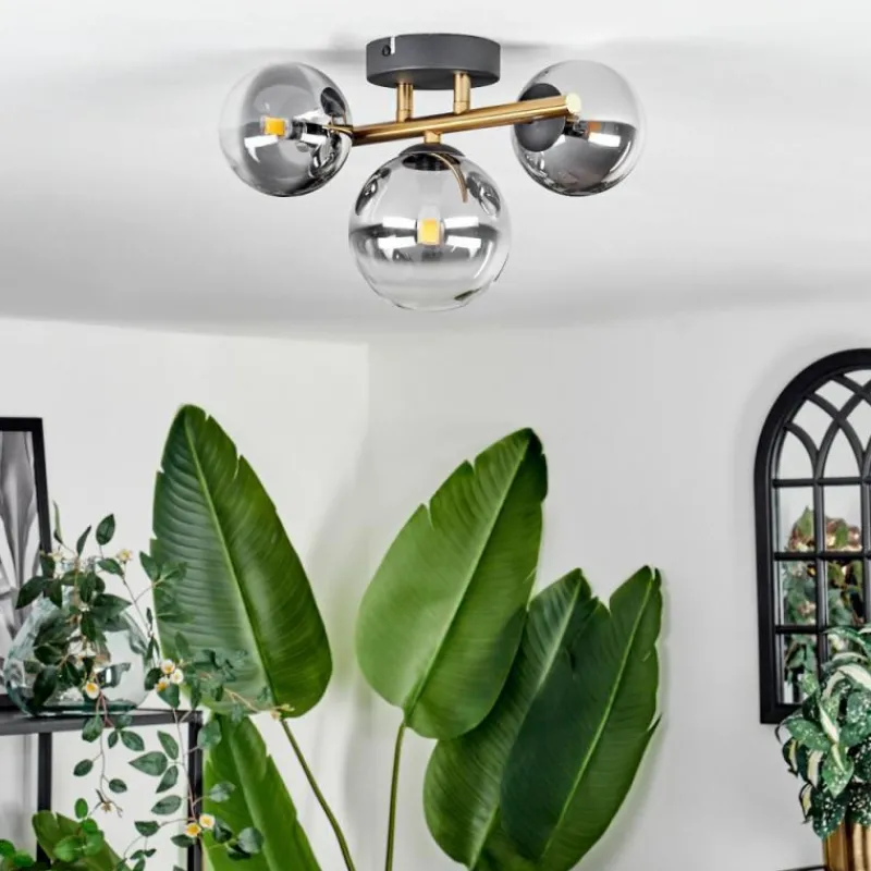 Lampes Dorées-hofstein Plafonnier - Verre Chehalis Or, Noir, 3 lumières